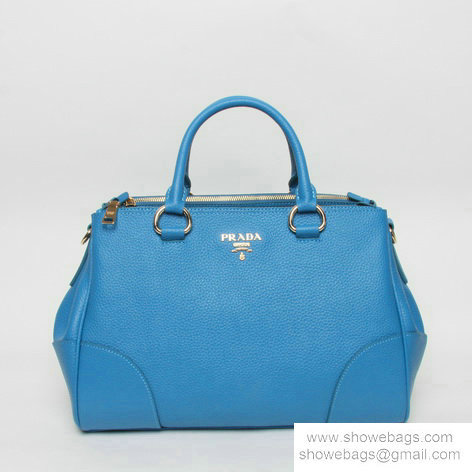 2014 Prada grainy leather tote bag BN2325 light blue